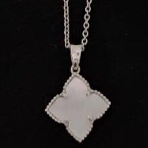 Adornia Silver Quatrefoil Mother of Pearl Necklace NIB